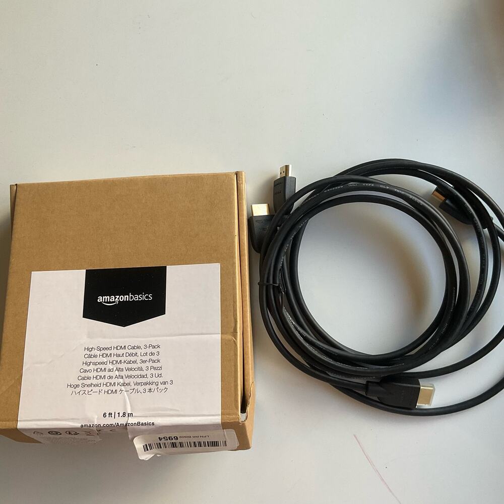 Amazon Basics 2-Pack HDMI Cable, 18Gbps High-Speed,4K@60Hz, 2160p, 6 Foot, Black